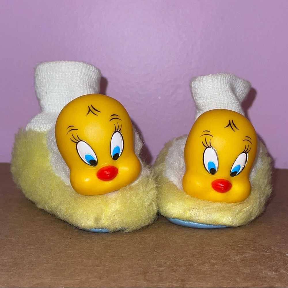 Vintage 70s 1975 Warner bros tweety bird looney tunes toddler slippers shoes